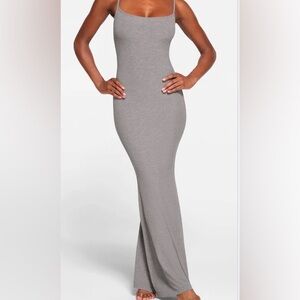 SKIMS Long slip dress heather grey